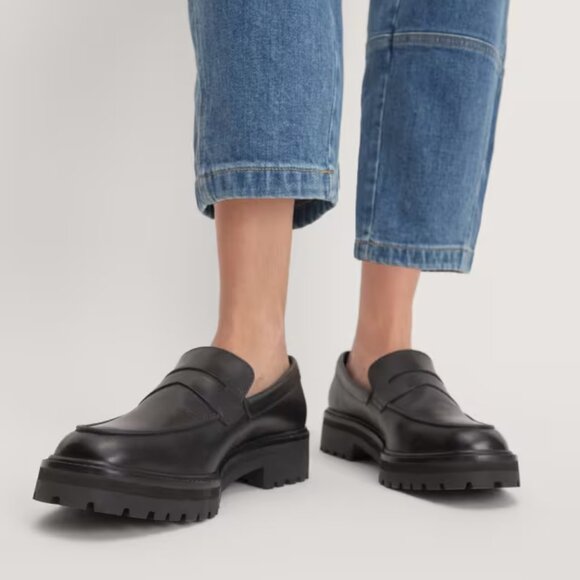 Everlane Black Leather Chunky Lug Sole Loafer in Size 8.5 - Worn Once - Picture 2 of 6